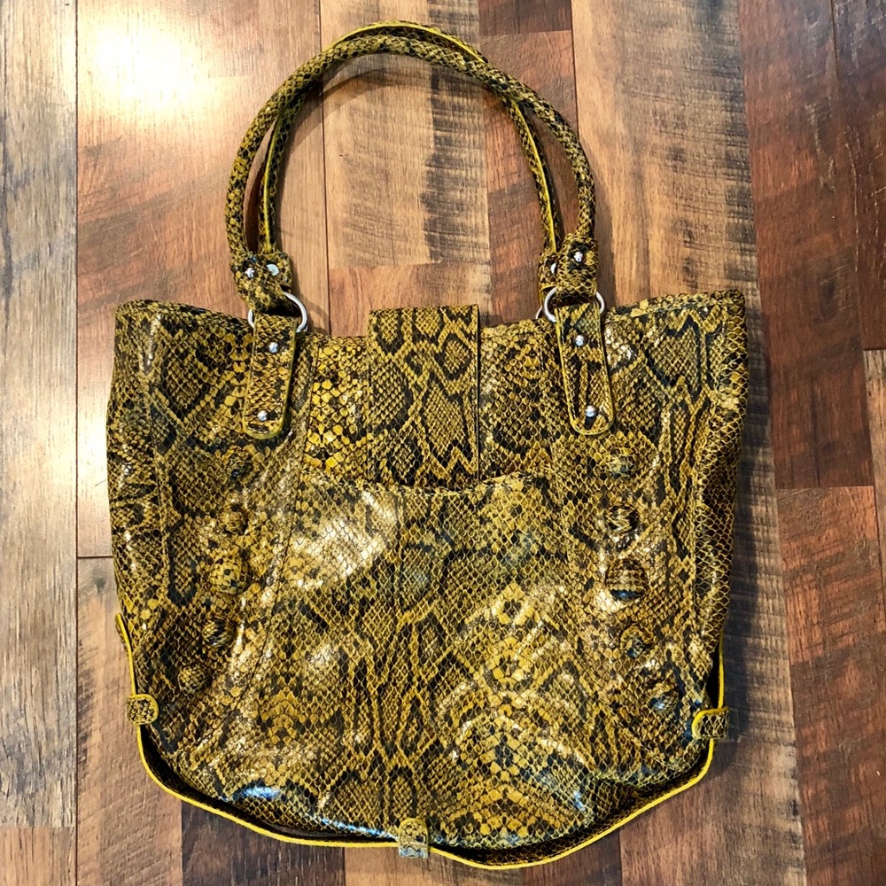 MICHAEL ROME Designs Yellow Snakeskin Leather Bag - Picture 3 of 7
